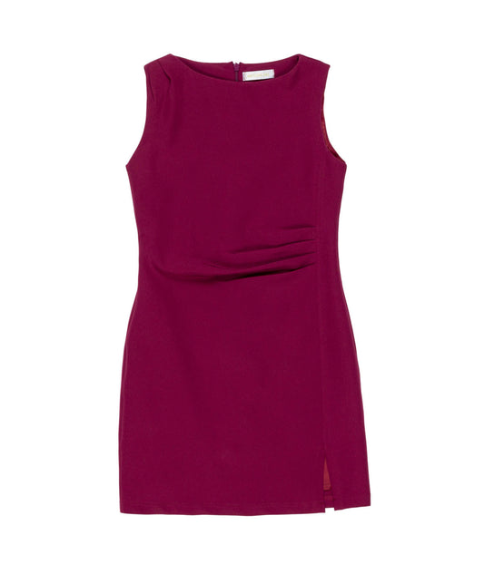 Girl Sleeveless Dress with Side Pleats Plum / 8Y