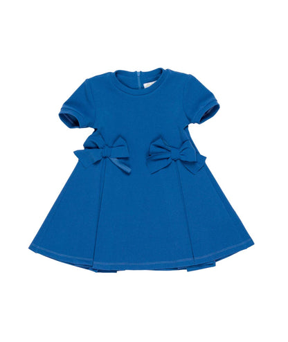 Girl Short Sleeve Dress with Bow Details Indigo / 7Y