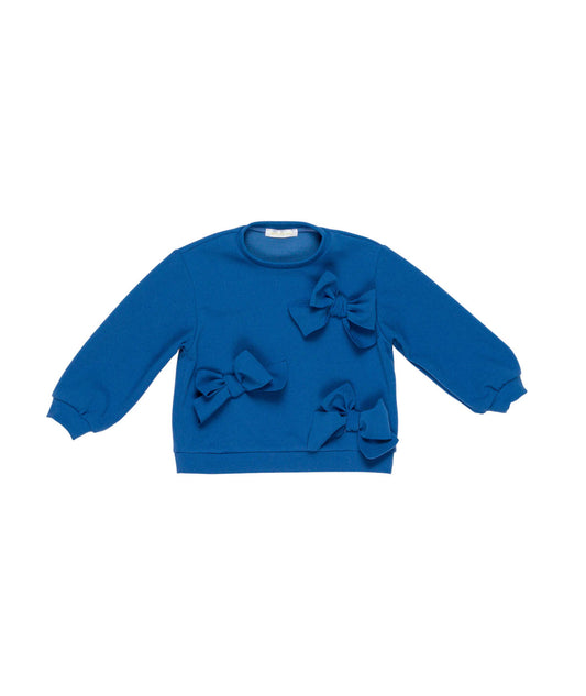 Girl Sweatshirt with Bow AppliquŽs Indigo / 7Y
