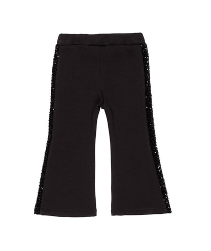 Girl Flared Pants with Sequin Side Stripes Black / 7Y