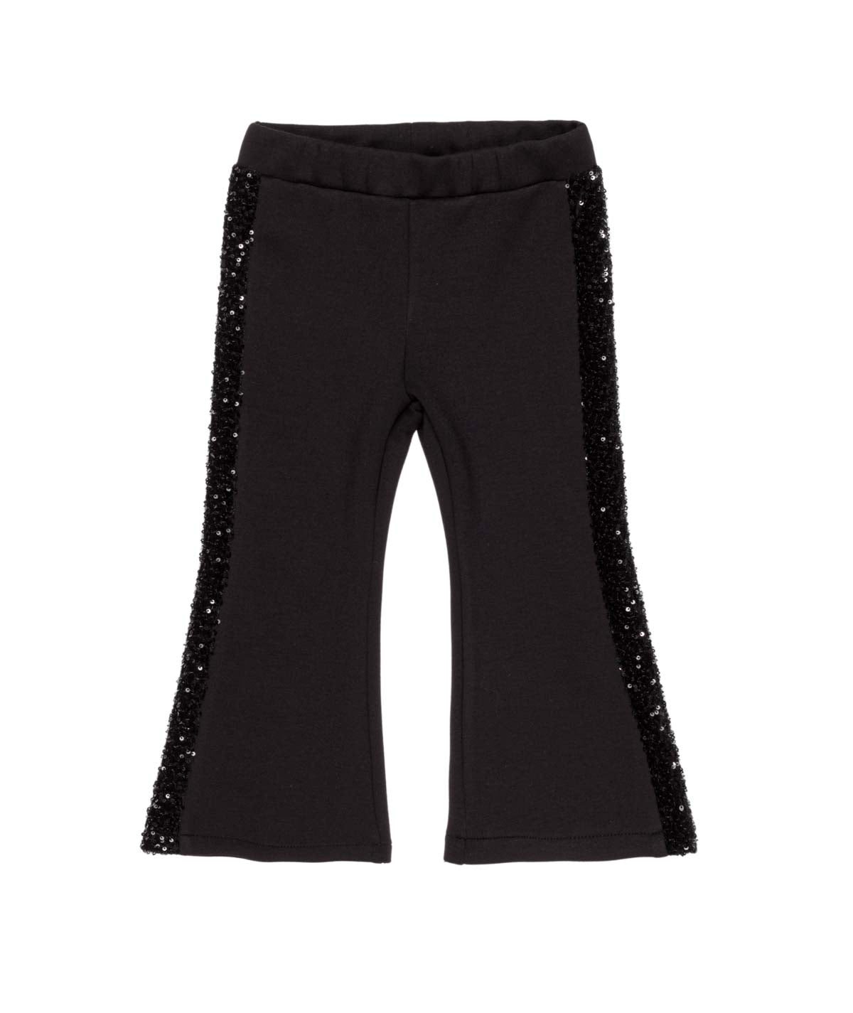 Girl Flared Pants with Sequin Side Stripes Black / 7Y