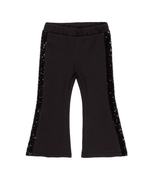 Girl Flared Pants with Sequin Side Stripes Black / 7Y