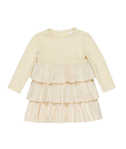 Girl Dress with Tiered Ruffle Skirt Butter / 7Y