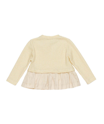 Girl Knit Top with Bow and Ruffle Hem Butter / 7Y