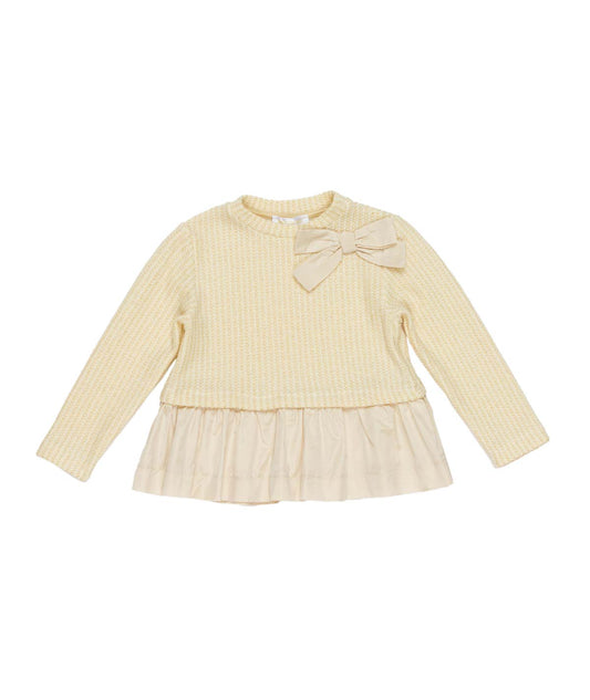 Girl Knit Top with Bow and Ruffle Hem Butter / 7Y