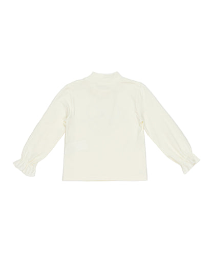 Girl Long Sleeve Top with Rhinestone Bow Off White / 7Y