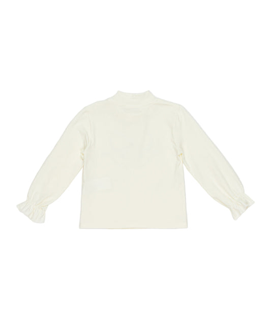 Girl Long Sleeve Top with Rhinestone Bow Off White / 7Y