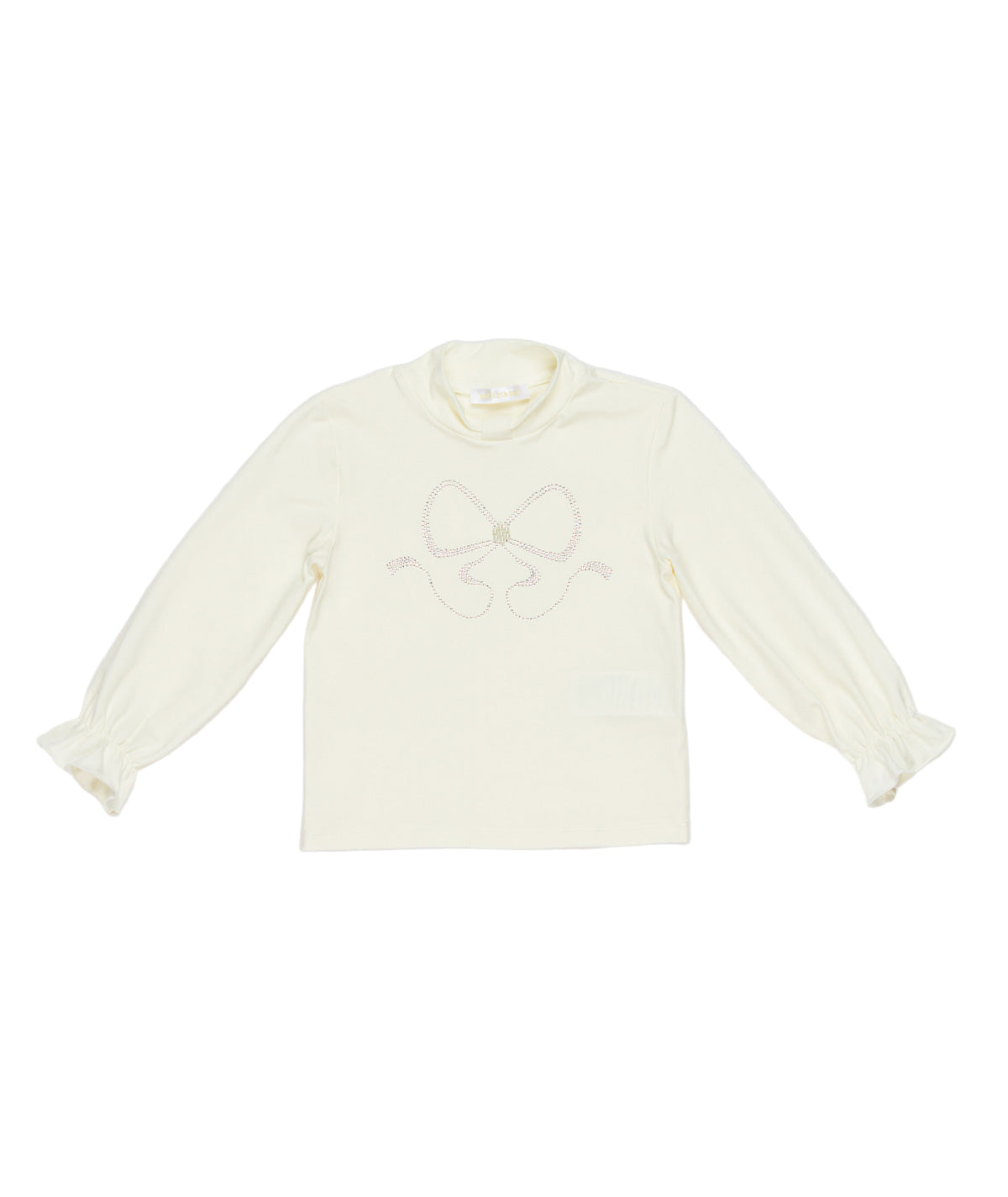Girl Long Sleeve Top with Rhinestone Bow Off White / 7Y