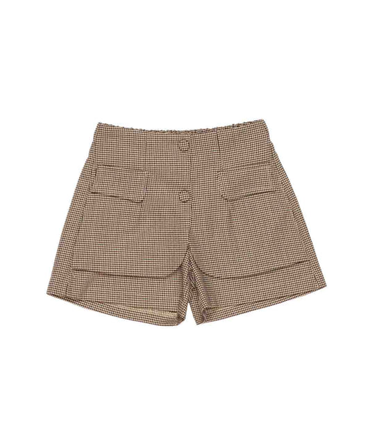 Girl Houndstooth Shorts with Pockets Plum Check / 8Y