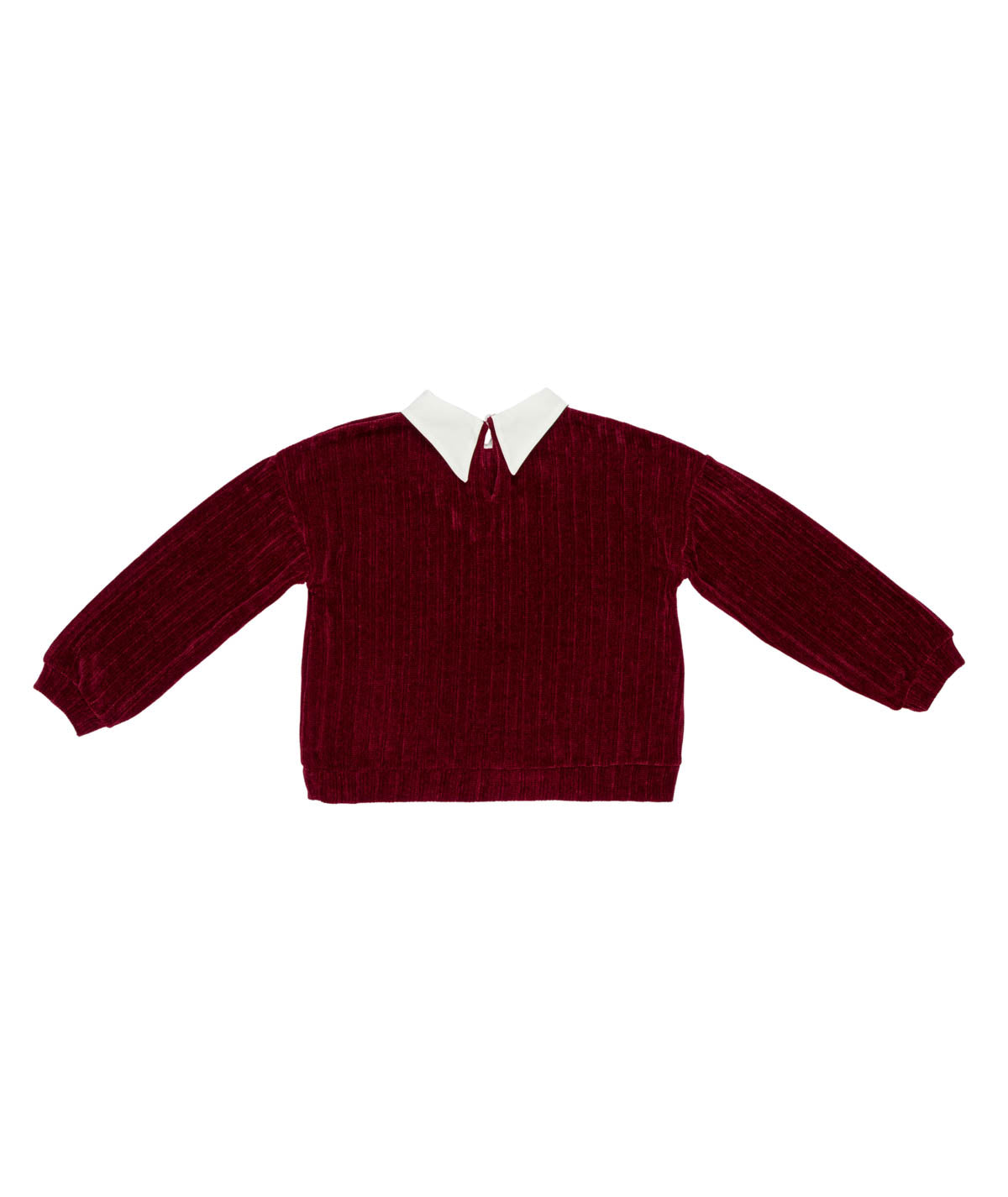 Girl Velvet Sweater with Contrast Collar Plum / 8Y