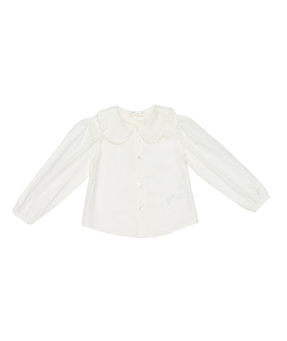 Girl Blouse with Ruffled Collar Off White / 7Y