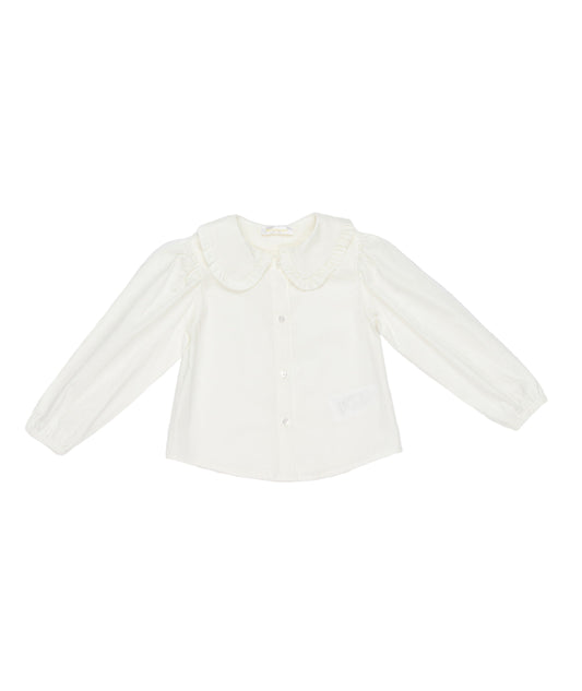 Girl Blouse with Ruffled Collar Off White / 7Y