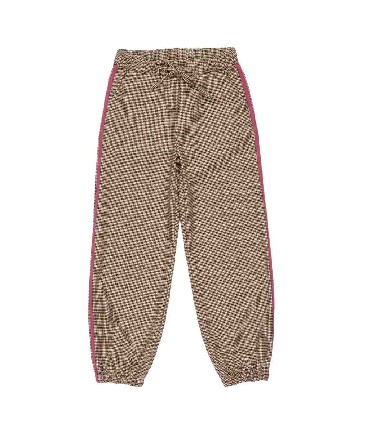 Girl Checkered Jogger Pants with Side Stripes Plum Check / 8Y