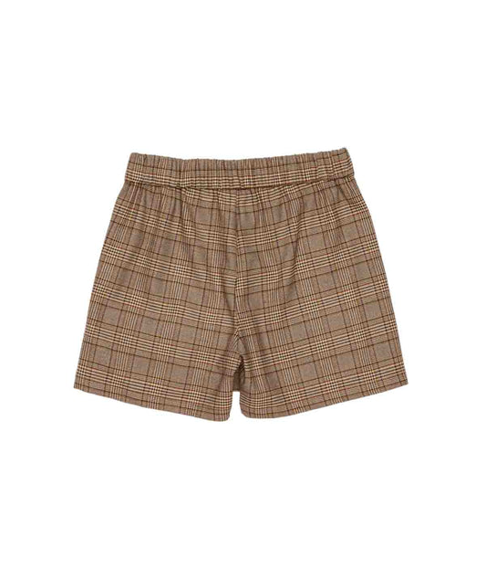 Girl Checkered Shorts with Bow Detail Chocolate Check / 8Y