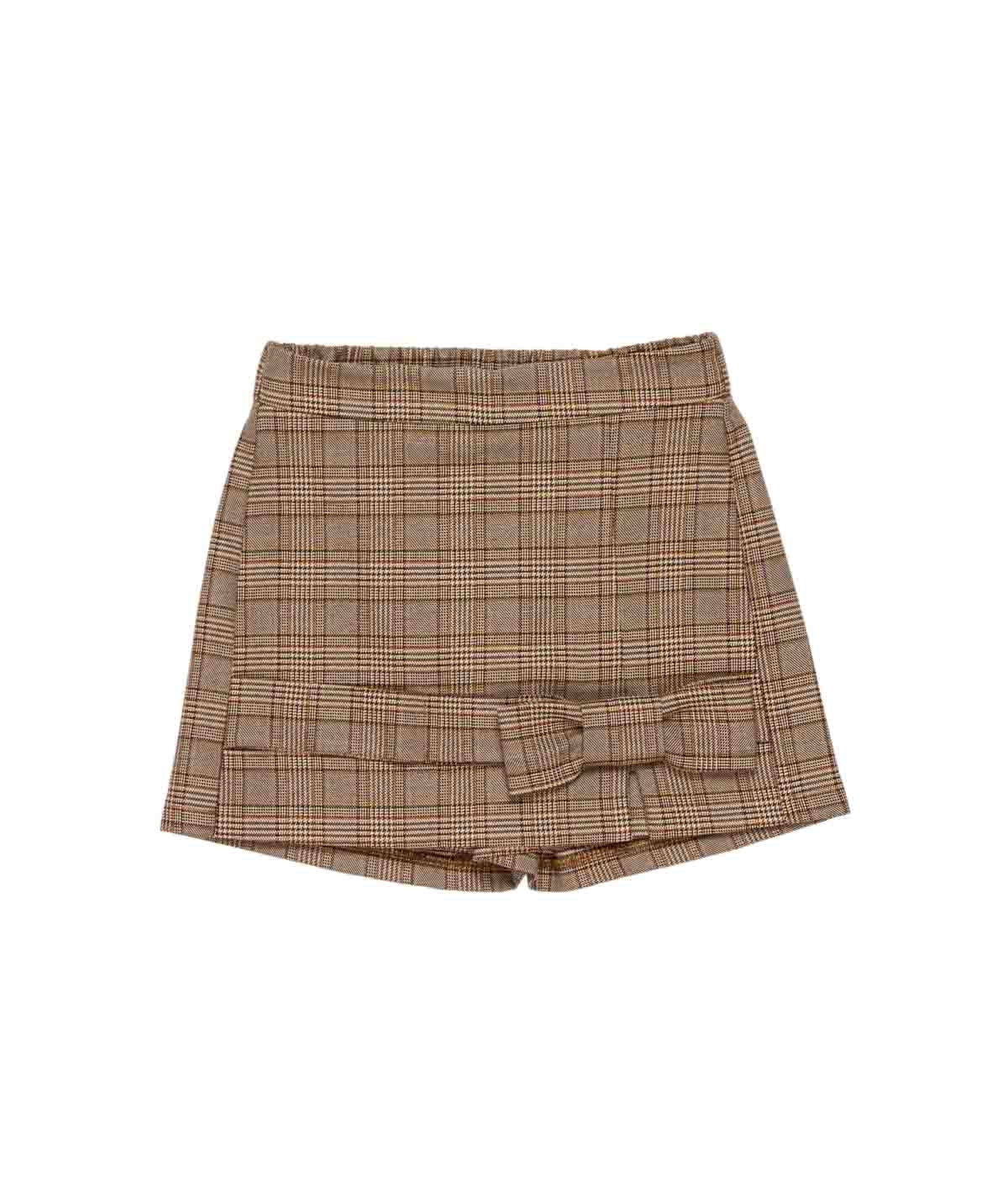Girl Checkered Shorts with Bow Detail Chocolate Check / 8Y