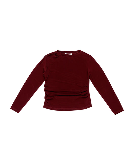 Girl Long Sleeve Top with Side Ruching Plum / 8Y