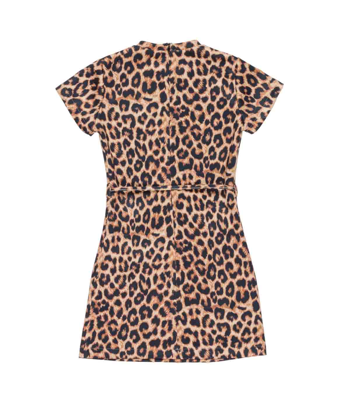 Girl Leopard Print Dress with Waist Tie Spotted / 8Y