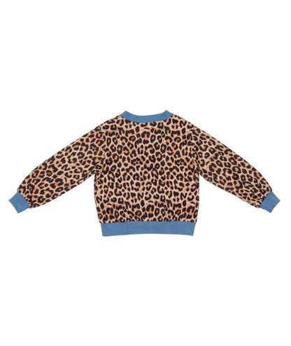 Girl Leopard Print Cardigan with Contrast Trim Spotted / 8Y