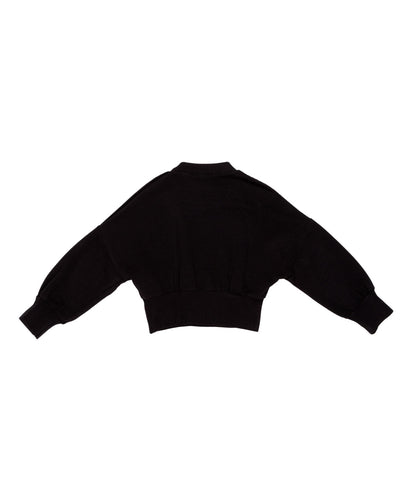 Girl Cropped Knit Sweater with Shoulder Button Detail Plum / 8Y