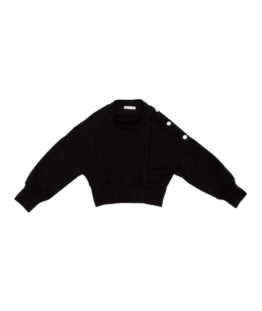 Girl Cropped Knit Sweater with Shoulder Button Detail Plum / 8Y