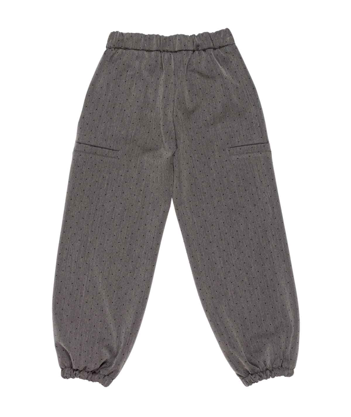 Girl Polka Dot Trousers with Elastic Hem and Pockets Grey / 8Y