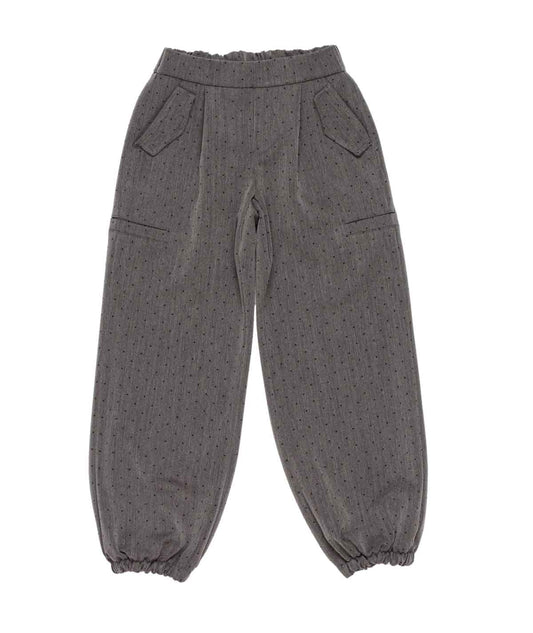 Girl Polka Dot Trousers with Elastic Hem and Pockets Grey / 8Y