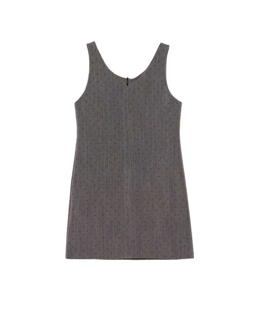 Girl Polka Dot Sleeveless Dress with Back Zipper Grey / 8Y