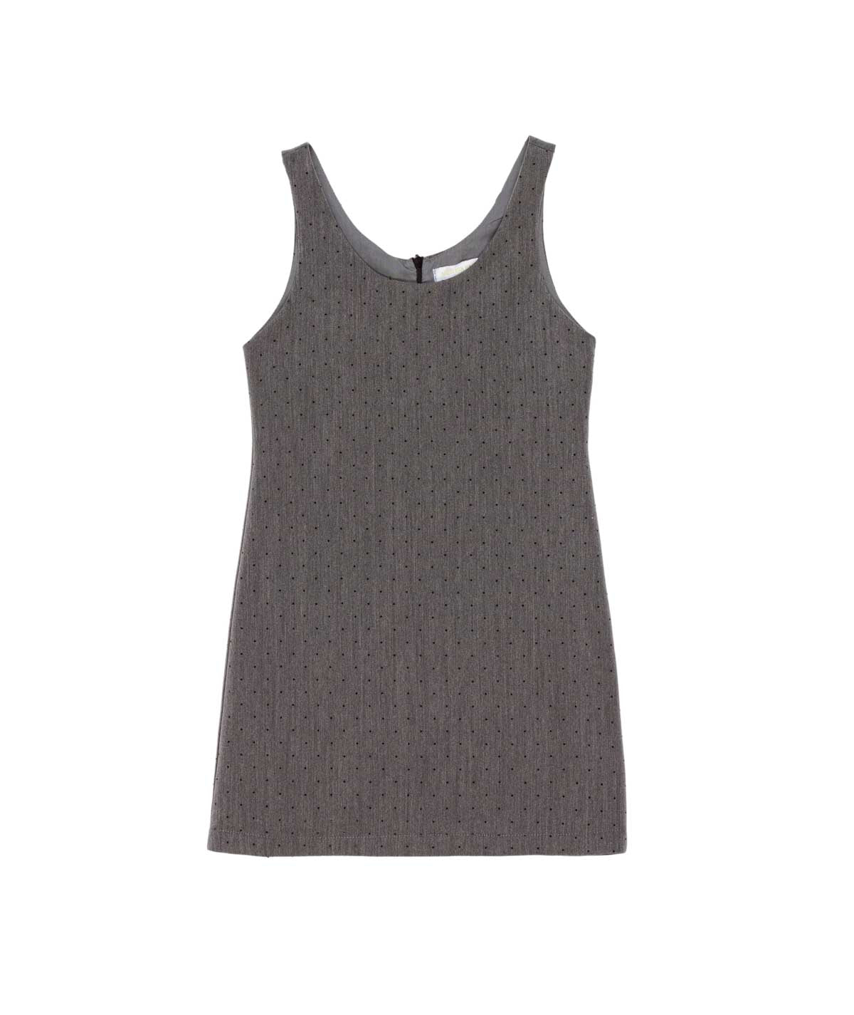 Girl Polka Dot Sleeveless Dress with Back Zipper Grey / 8Y