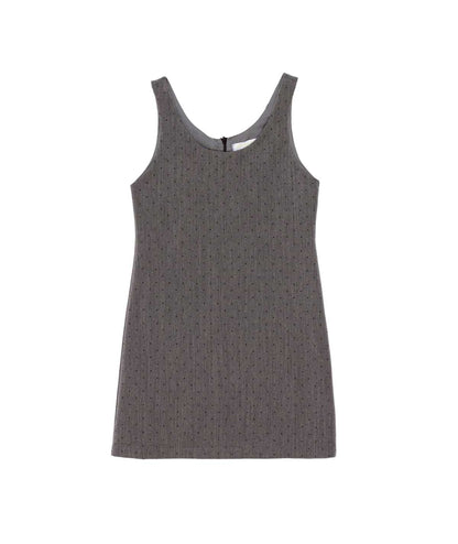 Girl Polka Dot Sleeveless Dress with Back Zipper Grey / 8Y