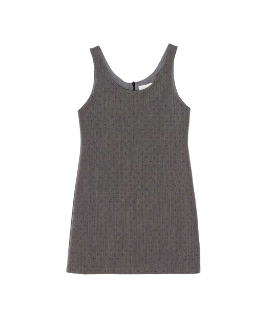 Girl Polka Dot Sleeveless Dress with Back Zipper Grey / 8Y