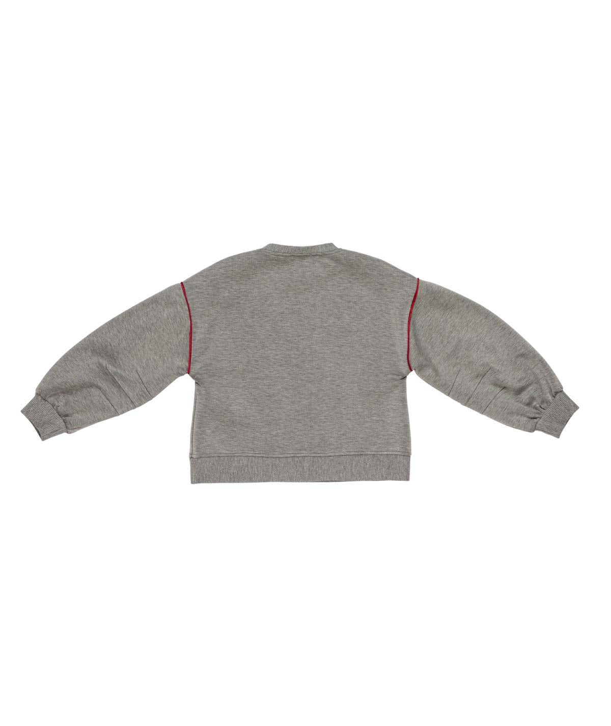 Girl Sweatshirt with Contrast Piping and Balloon Sleeves Black-Butter / 8Y