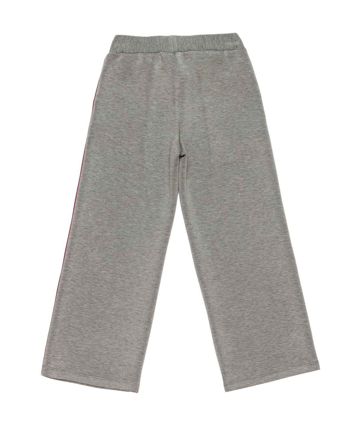 Girl Wide-Leg Pants with Contrast Side Stripe Melange Gray / 8Y
