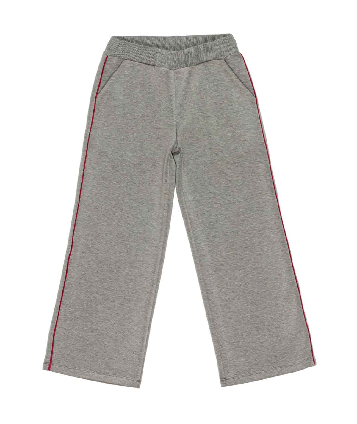 Girl Wide-Leg Pants with Contrast Side Stripe Melange Gray / 8Y