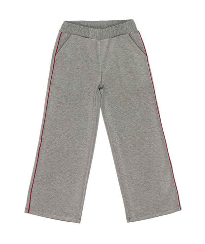Girl Wide-Leg Pants with Contrast Side Stripe Melange Gray / 8Y