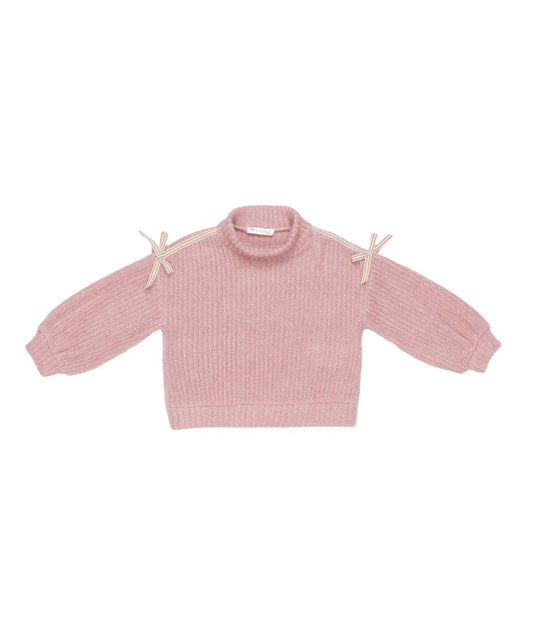 Girl Knit Sweater with Shoulder Bows Pink / 7Y