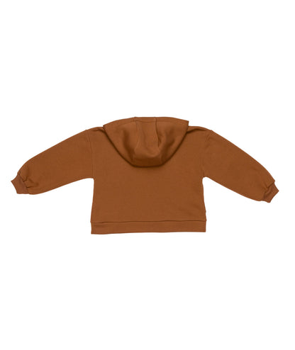 Girl Zip-Up Hoodie with Leopard Print Detail Hazelnut / 8Y