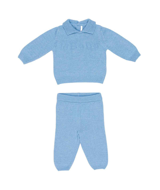 Baby Boy Knitted Two-Piece Set with Collar Off White / 3M