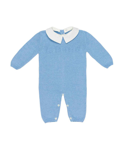 Baby Boy Knitted Romper with Collar Off White / 3M