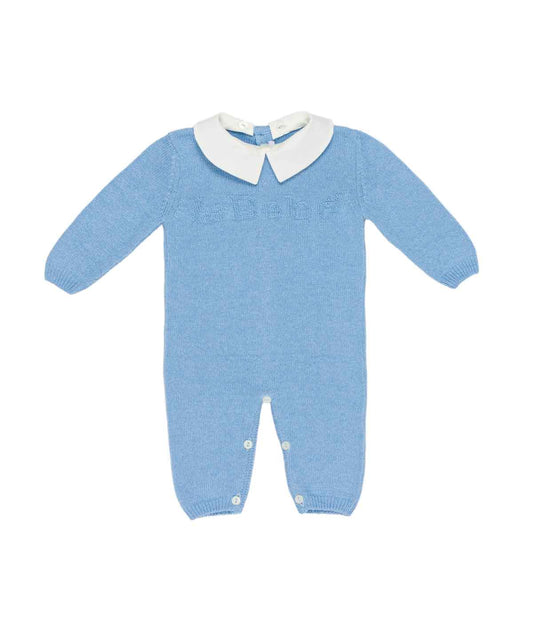 Baby Boy Knitted Romper with Collar Off White / 3M