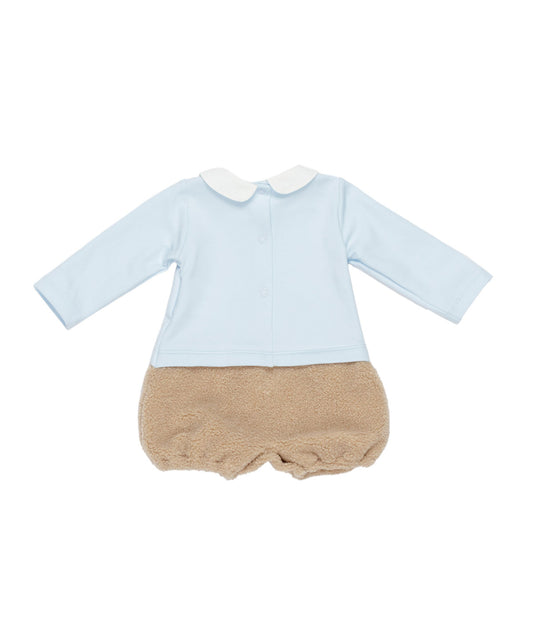 Baby Boy Teddy Bear Romper Heavenly-Beige / 9M