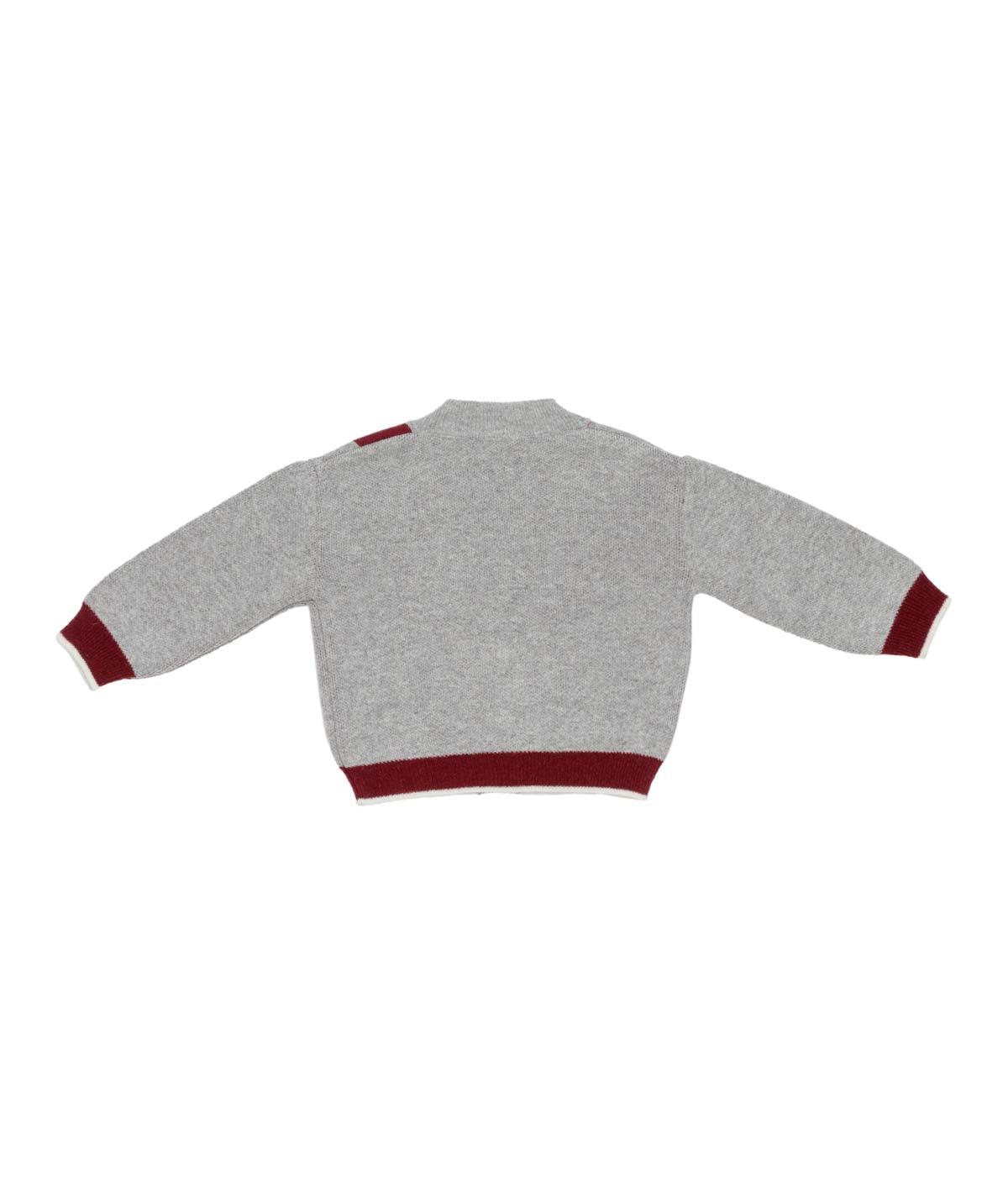 Baby Boy Cardigan Grey with Burgundy Trim Melange Grey-Bordeaux / 9M