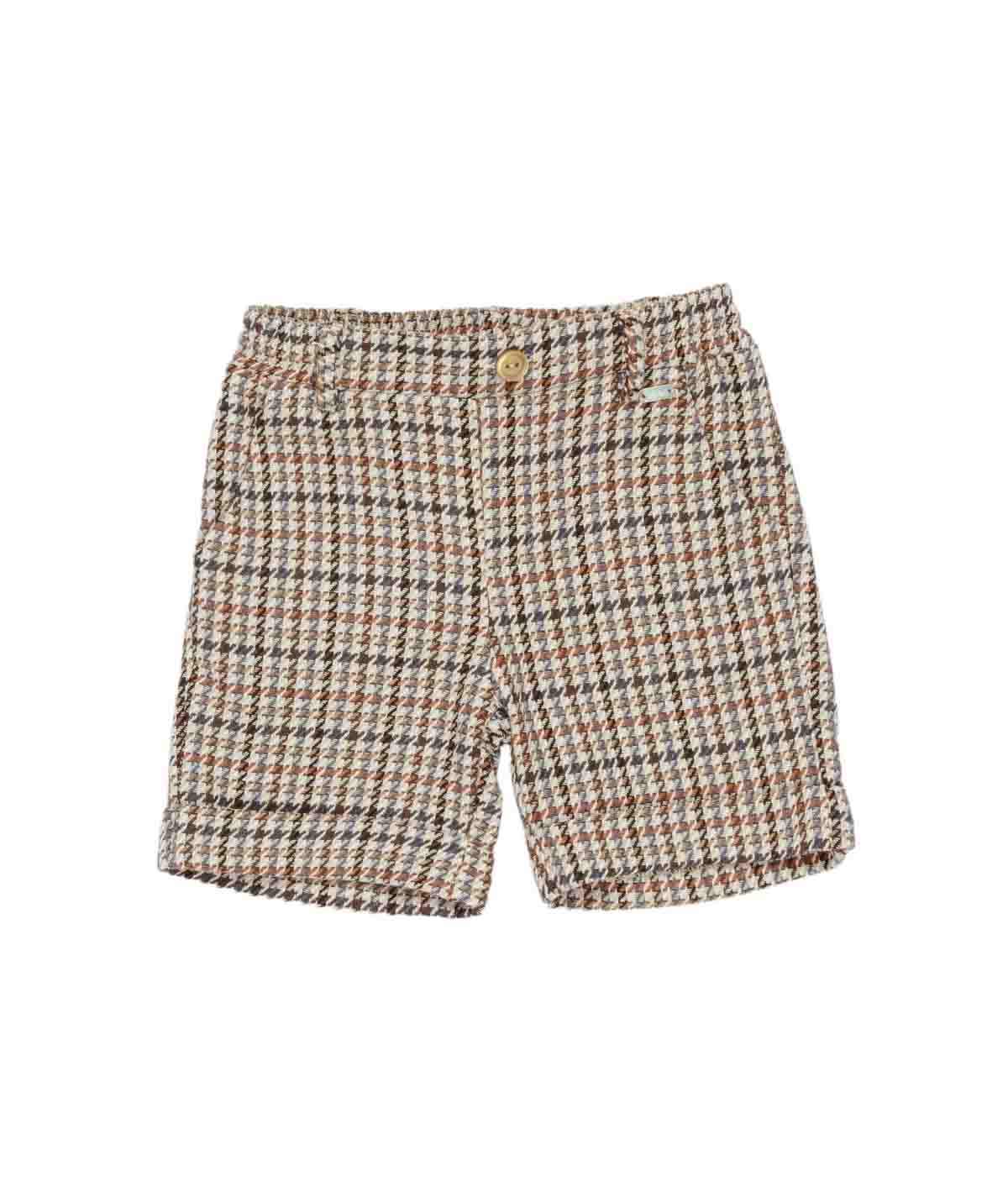 Baby Boy houndstooth bermuda shorts Camel Pied De Poule / 9M