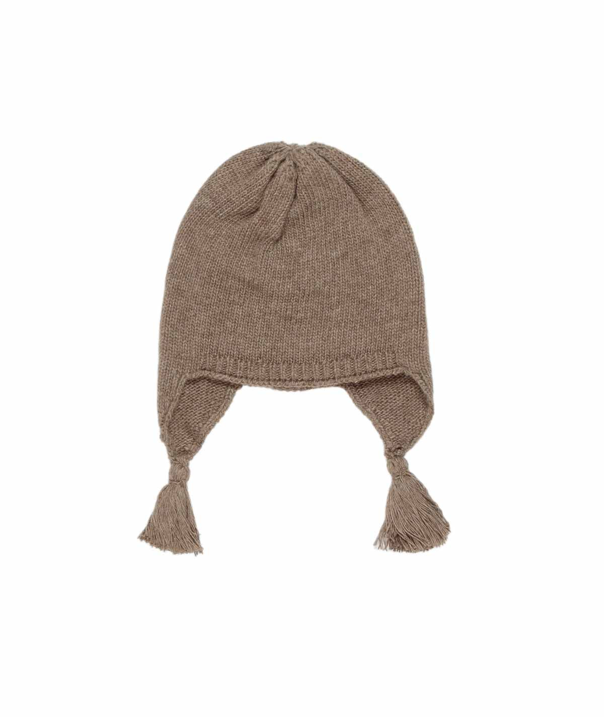 Knitted Baby Hat with Tassels Taupe / II