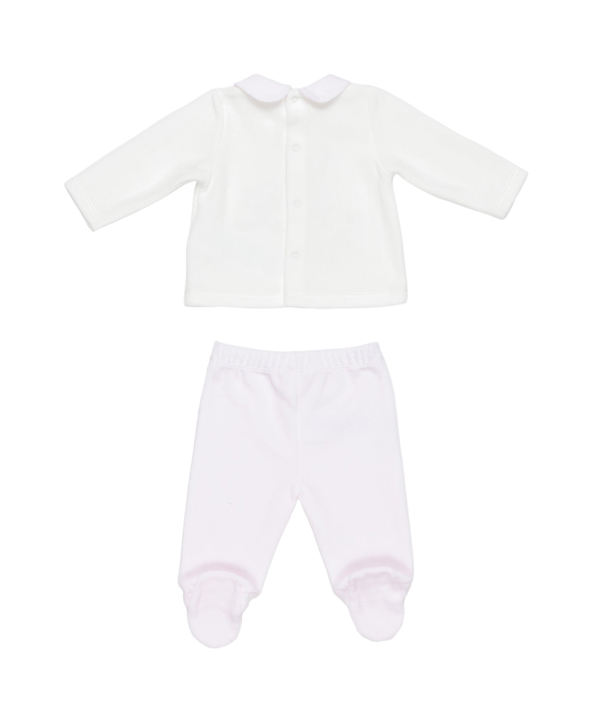 Baby Girl Two-Piece Velour Set with Teddy Embroidery Off White-Pink / 6M