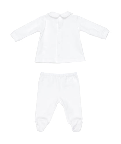 Baby Girl White Two-Piece Set with Daisy Embroidery Off White / 3M