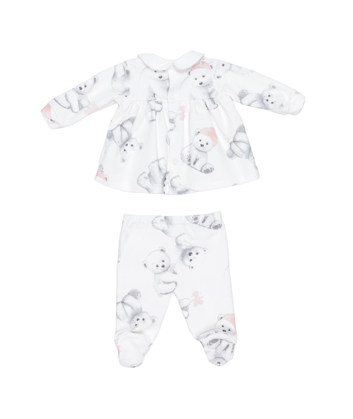 Baby Girl White Two-Piece Set with Teddy Bear Print Bears / 3M