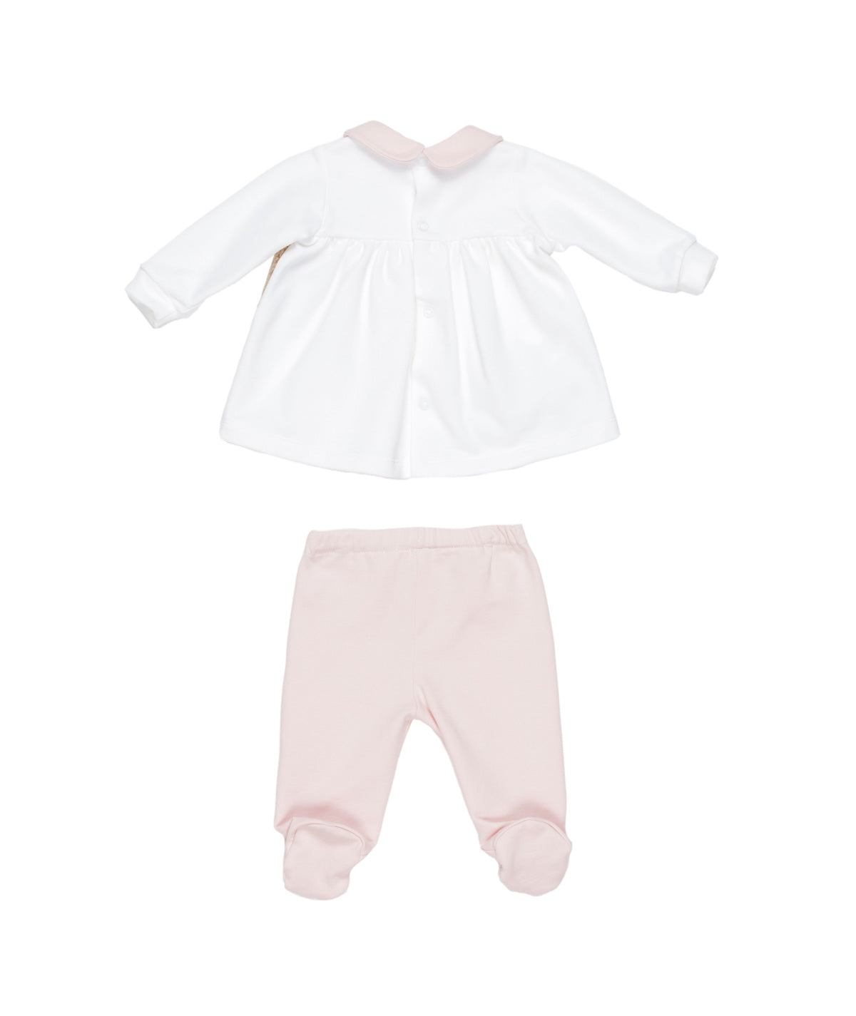 Baby Girl Two-Piece Set with Teddy Bear AppliquŽs and Pink Details Pink-Beige / 6M