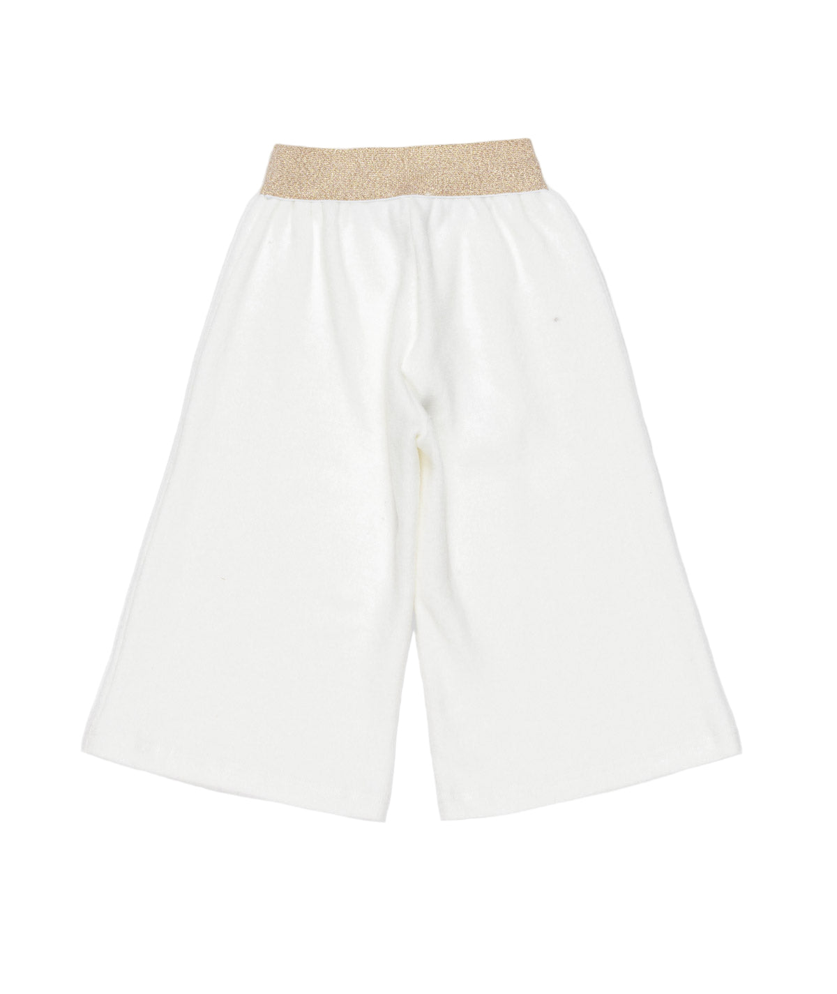 White Wide-Leg Baby Pants with Gold Waistband Off White / 9M