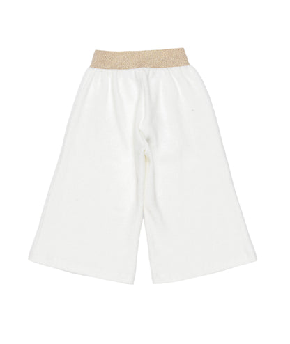 White Wide-Leg Baby Pants with Gold Waistband Off White / 9M
