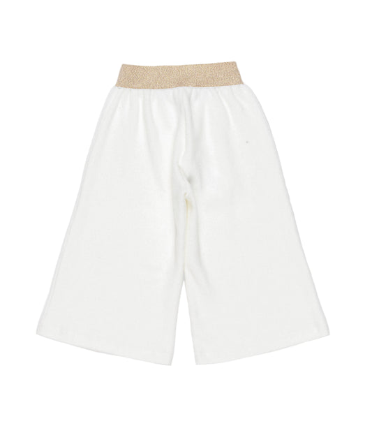 White Wide-Leg Baby Pants with Gold Waistband Off White / 9M